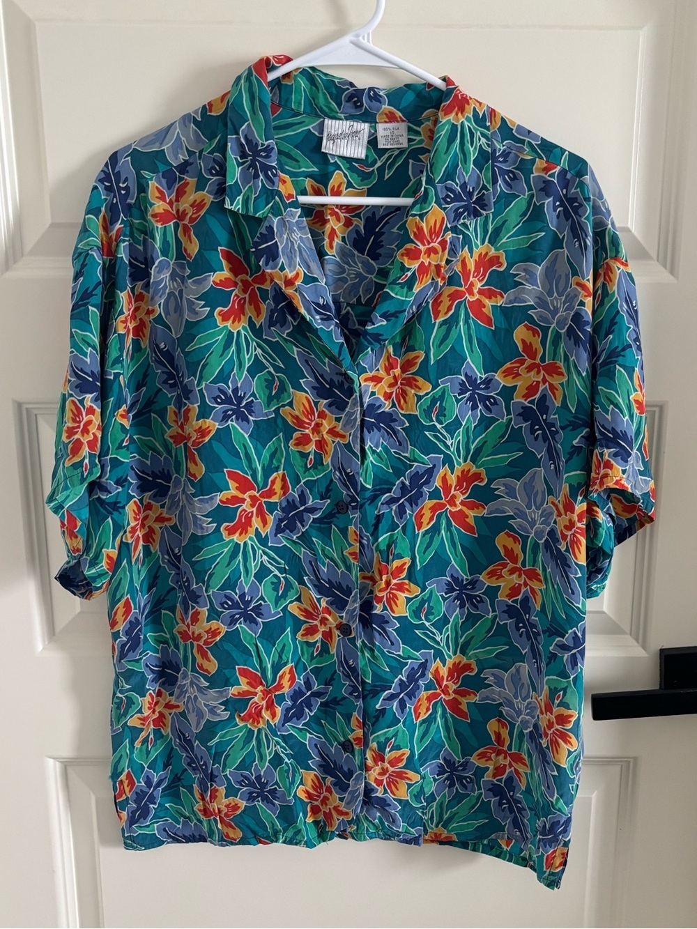 Jacqueline Ferrar 100% Silk Floral Button-Down Shirt